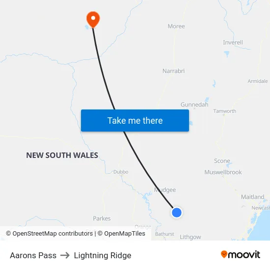 Aarons Pass to Lightning Ridge map