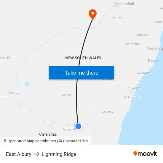 East Albury to Lightning Ridge map