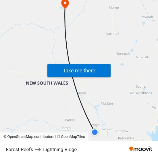 Forest Reefs to Lightning Ridge map