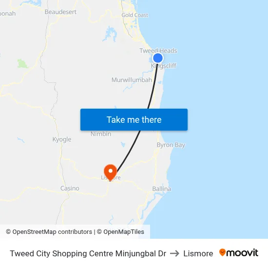 Tweed City Shopping Centre Minjungbal Dr to Lismore map