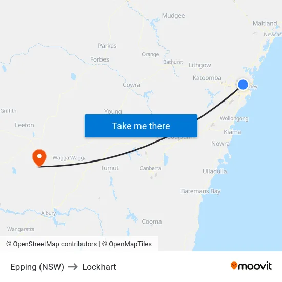 Epping (NSW) to Lockhart map