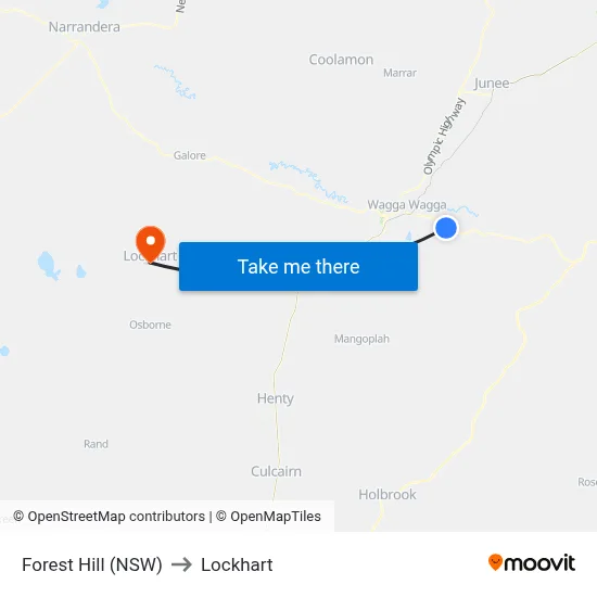 Forest Hill (NSW) to Lockhart map