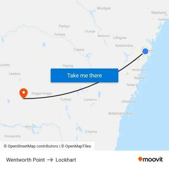 Wentworth Point to Lockhart map