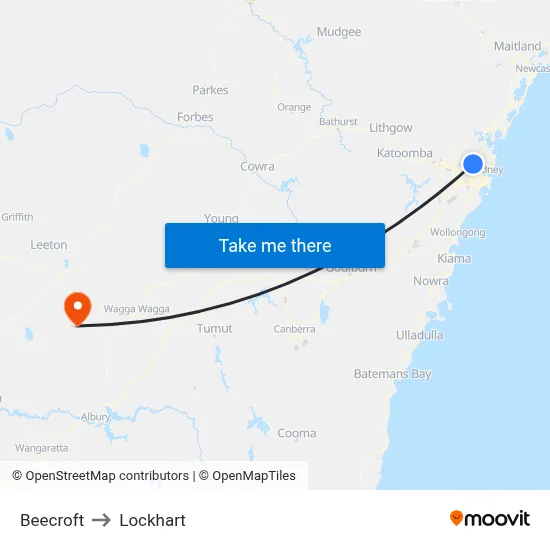 Beecroft to Lockhart map