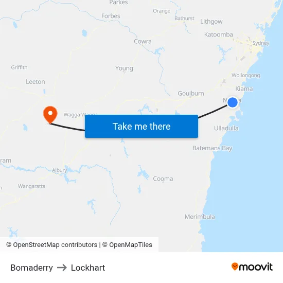 Bomaderry to Lockhart map