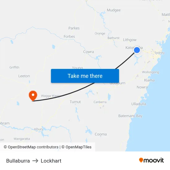 Bullaburra to Lockhart map