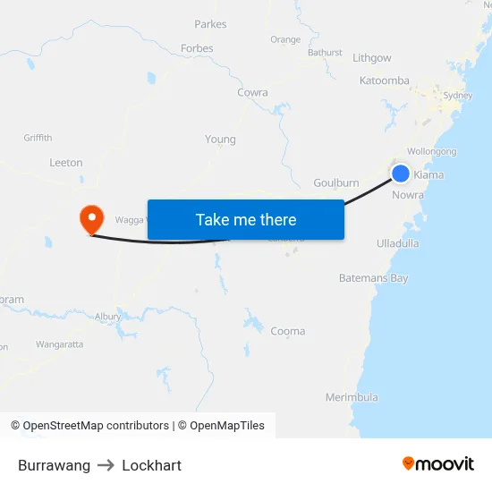 Burrawang to Lockhart map