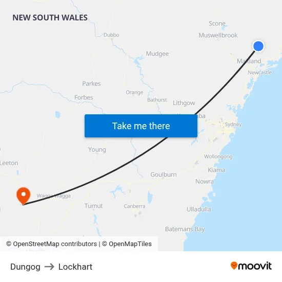Dungog to Lockhart map