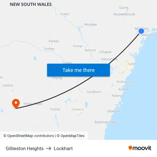 Gillieston Heights to Lockhart map