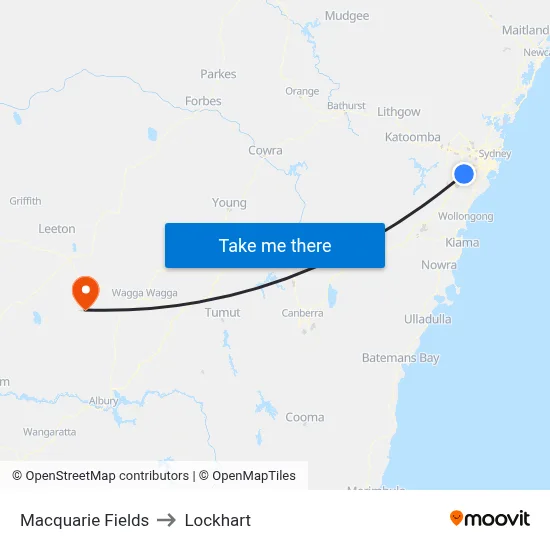 Macquarie Fields to Lockhart map