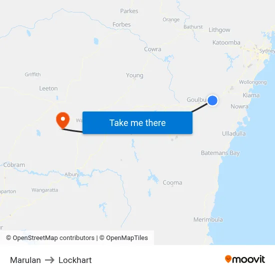 Marulan to Lockhart map