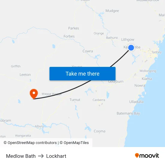Medlow Bath to Lockhart map
