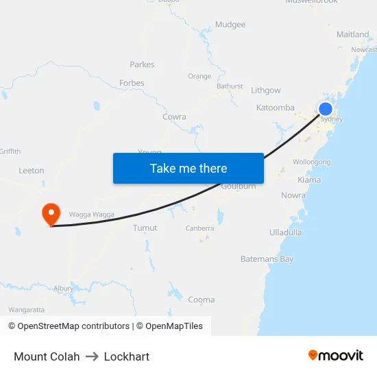 Mount Colah to Lockhart map