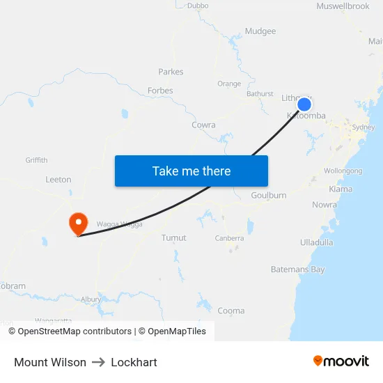 Mount Wilson to Lockhart map