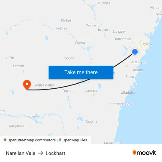 Narellan Vale to Lockhart map