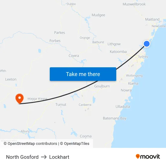 North Gosford to Lockhart map