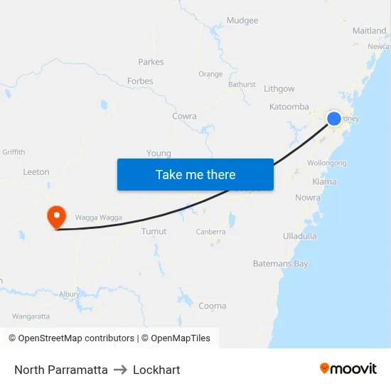 North Parramatta to Lockhart map