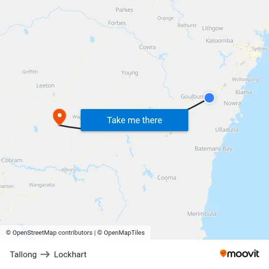 Tallong to Lockhart map