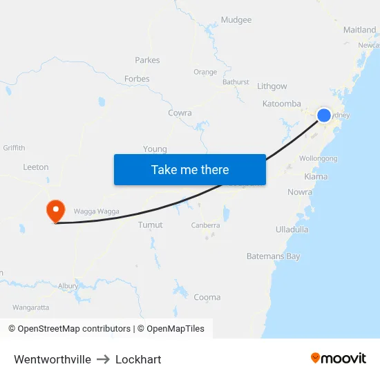 Wentworthville to Lockhart map