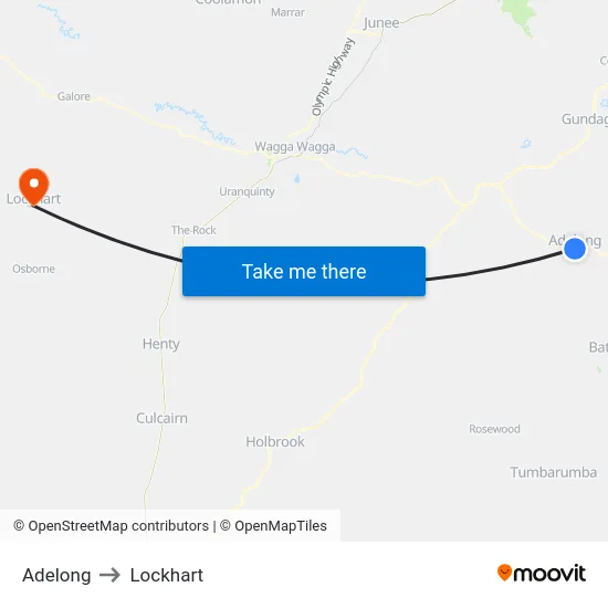 Adelong to Lockhart map