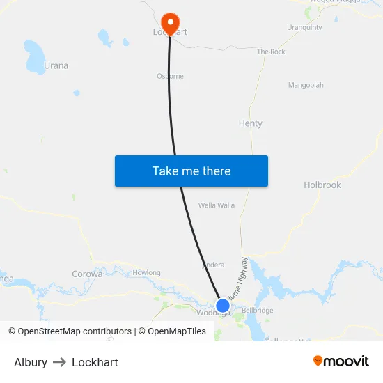 Albury to Lockhart map