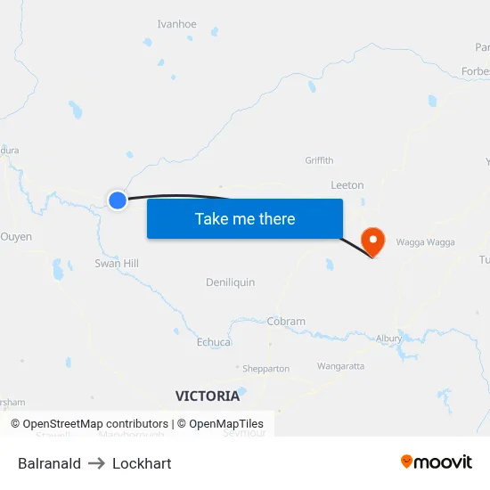Balranald to Lockhart map