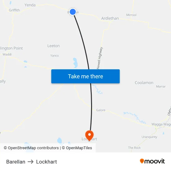 Barellan to Lockhart map