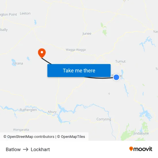 Batlow to Lockhart map