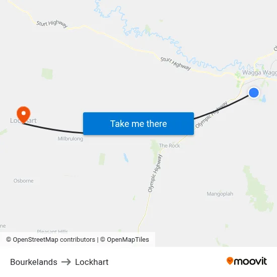 Bourkelands to Lockhart map
