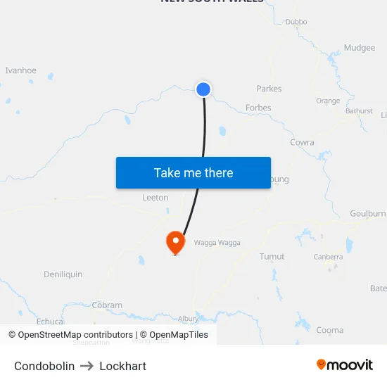 Condobolin to Lockhart map