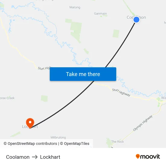 Coolamon to Lockhart map