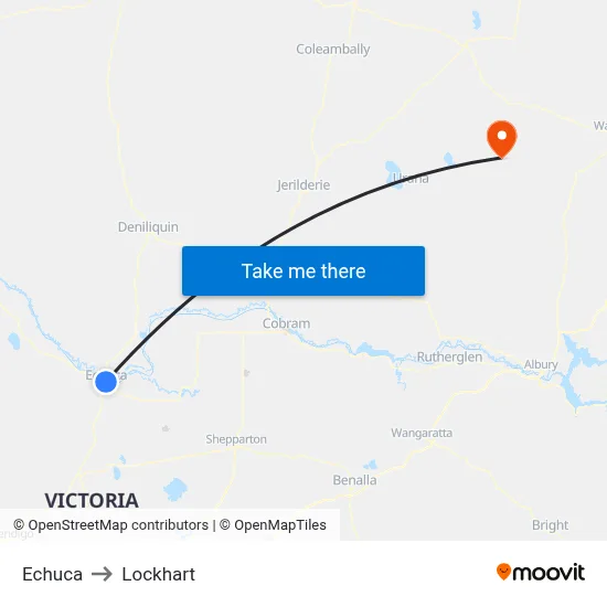 Echuca to Lockhart map
