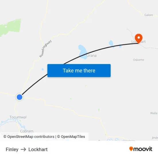 Finley to Lockhart map