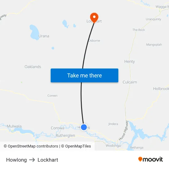 Howlong to Lockhart map