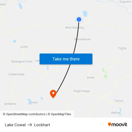 Lake Cowal to Lockhart map