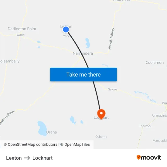 Leeton to Lockhart map