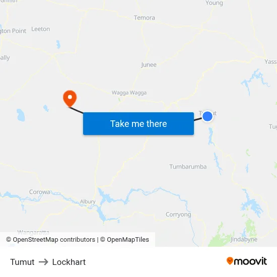 Tumut to Lockhart map