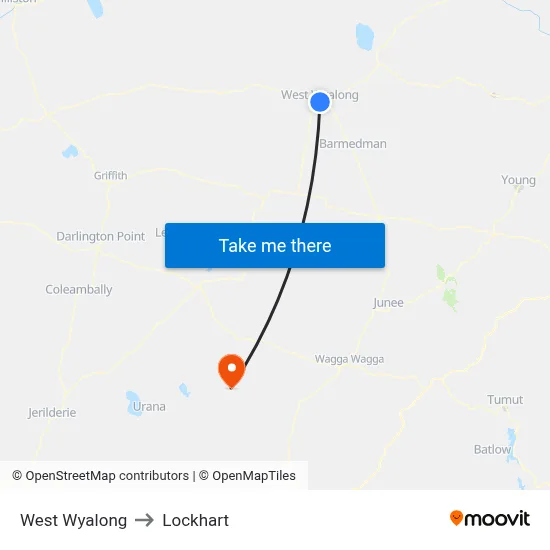 West Wyalong to Lockhart map