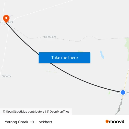 Yerong Creek to Lockhart map