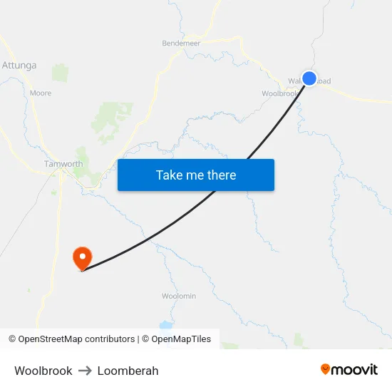 Woolbrook to Loomberah map