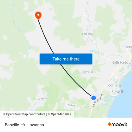Bonville to Lowanna map