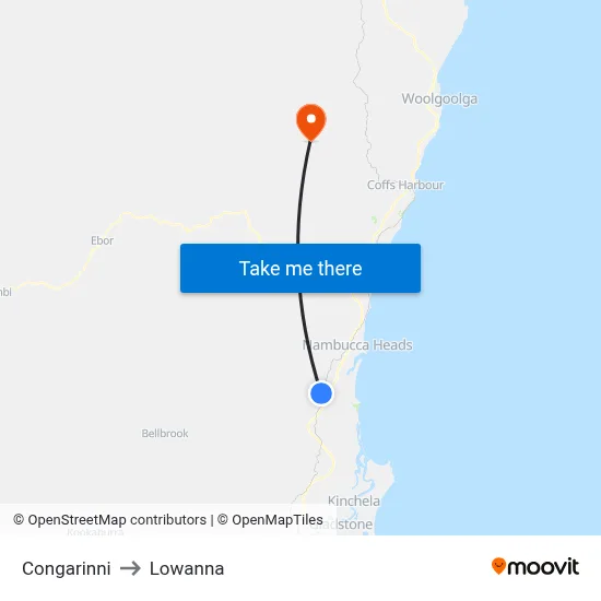 Congarinni to Lowanna map