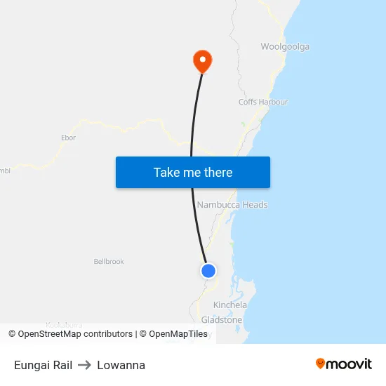 Eungai Rail to Lowanna map