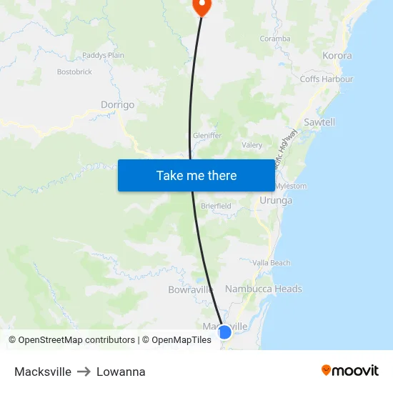 Macksville to Lowanna map