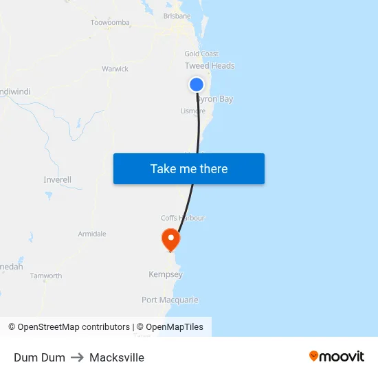 Dum Dum to Macksville map