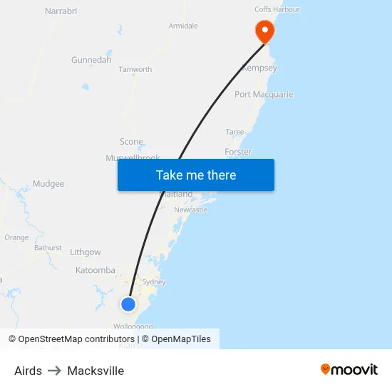 Airds to Macksville map