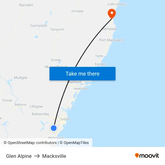 Glen Alpine to Macksville map