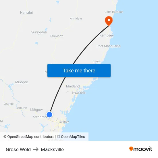 Grose Wold to Macksville map