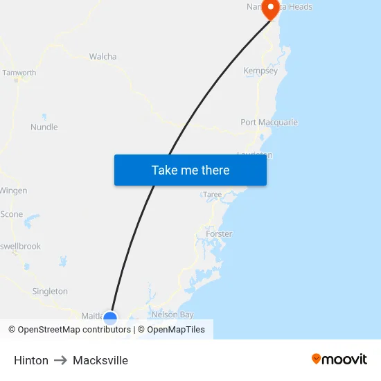 Hinton to Macksville map