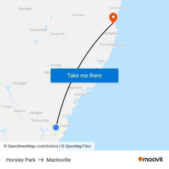 Horsley Park to Macksville map